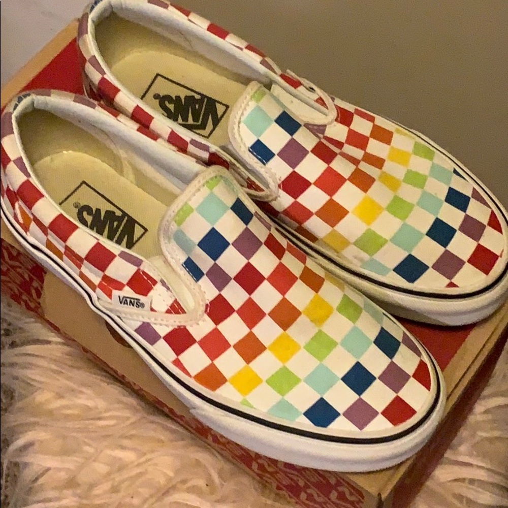 Rainbow Checkerboard Vans
